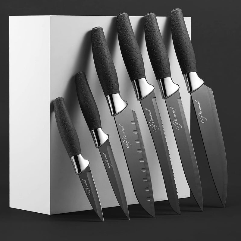 Chef Essential 6 Piece Knife Set With Matching Sheaths, Black - Image 2